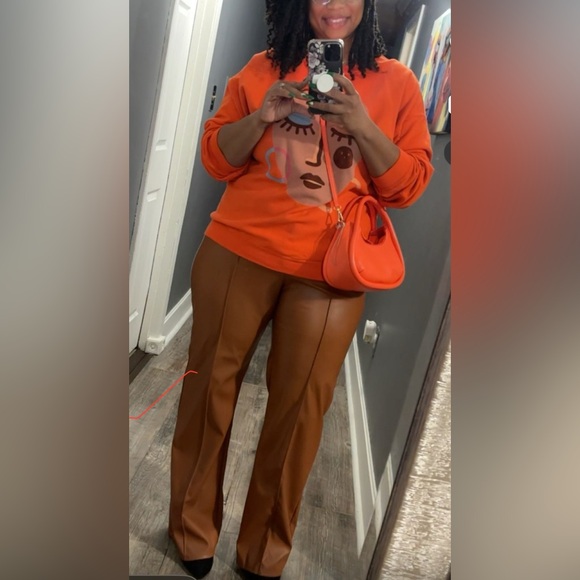 Brown faux leather pants - Picture 2 of 2